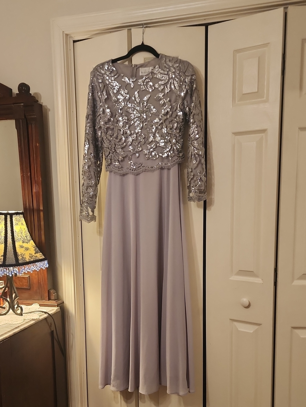 Lavender Sequin Embellished Evening Gown